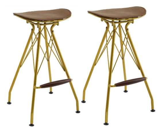 Art Leon Counter Height Metal Barstools with Eiffel Legs(Set of 2) 