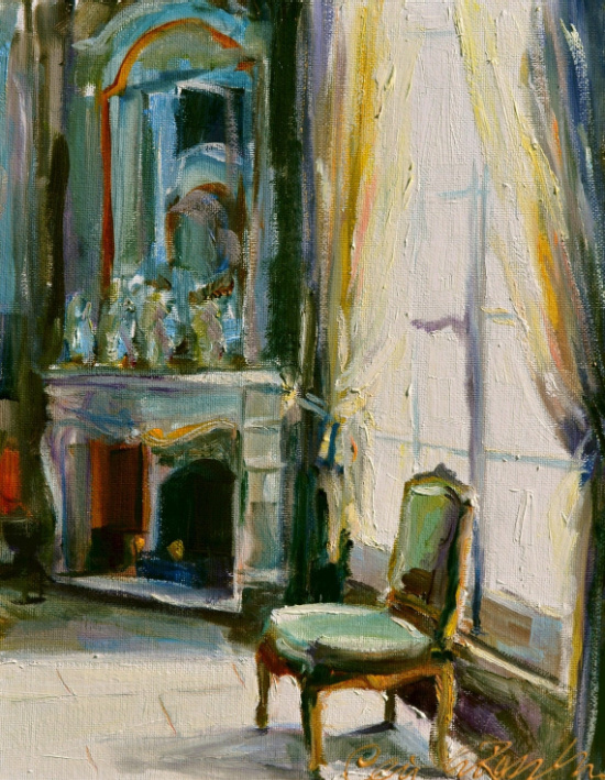 Beautiful French Room of green chair by Cecilia Rosslee