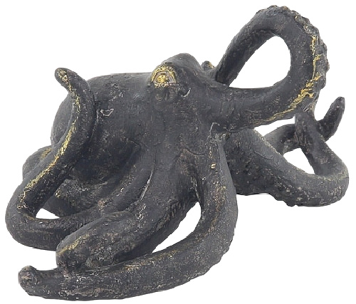 Black Polystone Coastal Sculpture Octopus