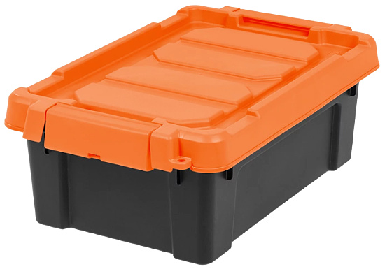 5Pack 3Gal Heavy Duty Plastic Storage Bins with Durable Lid and Secure Latching Buckles, Orange