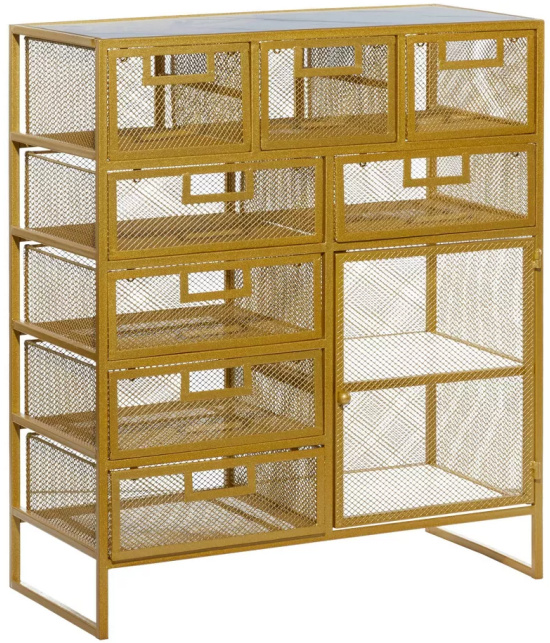 Contemporary Metal Storage Unit Gold - Olivia & May