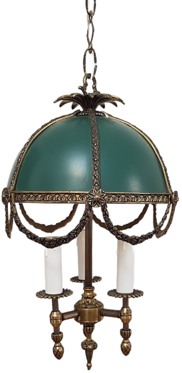 vintage-brass-green-dome-pendant-chandelier