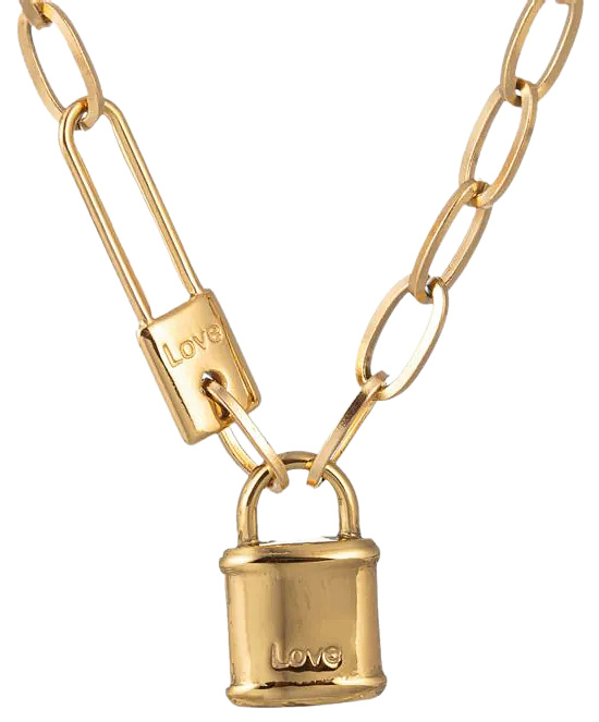 Luxe 18K Goldplated Lock Necklace (1)