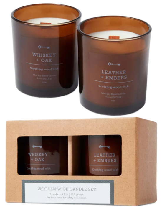 Set of 2 4.5oz Woodwick Candles Gift Whiskey + Oak & Leather + Embers - Threshold™