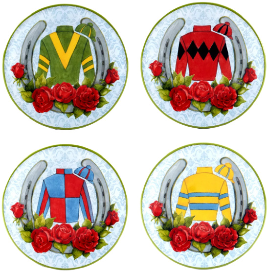 Derby Day at the Races Set of 4 Canape Plates