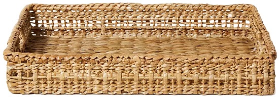 Natural Woven Rectangular Tray with Handles