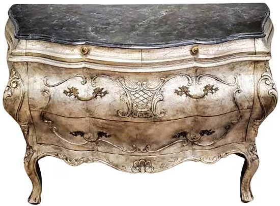 Italian Louis XV Style Gabberts Bombe Chest Of Drawers Commode