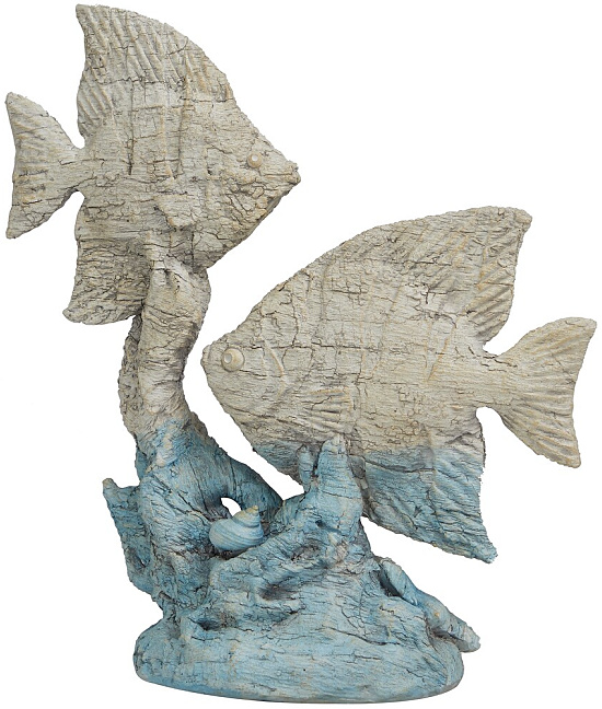 Light Blue Polystone Textured Ombre Fish Sculpture
