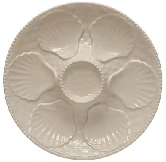 Matte White Round Stoneware Oyster Platter