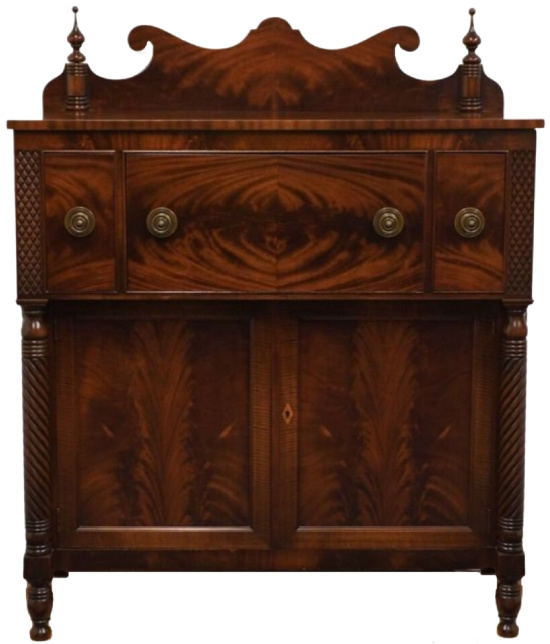 VINTAGE ANTIQUE Bookmatched Mahogany Victorian Traditional Empire Style Sideboard