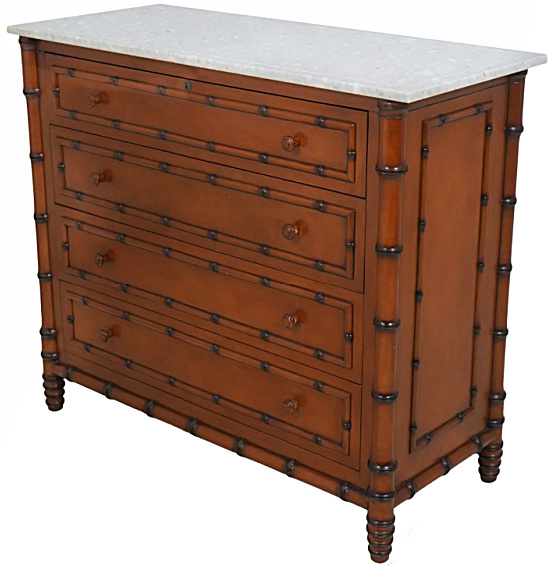 WILLIAMS SONOMA Bamboo Form Marble Top Chest Dresser