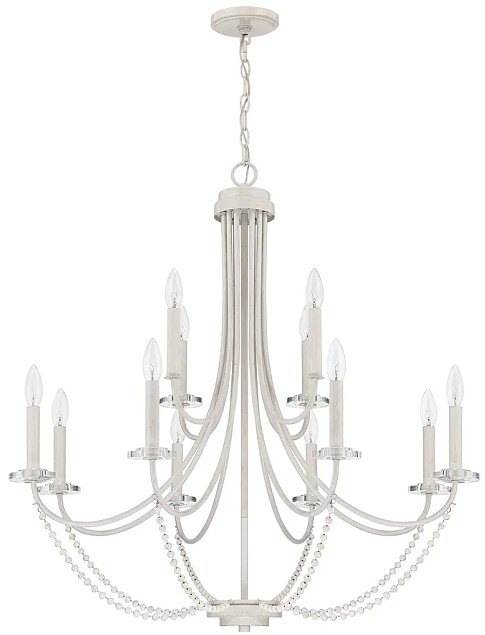 French Country 12-light Beaded Empire Candle Chandelier