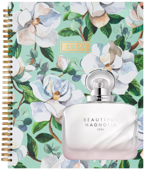 2024 Mintgreen Large Hardcover Monthly-Weekly Planner Magnolias