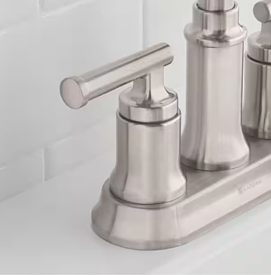 Centerset Double Handle High-Arc Bathroom Faucet in Brushed Nickel