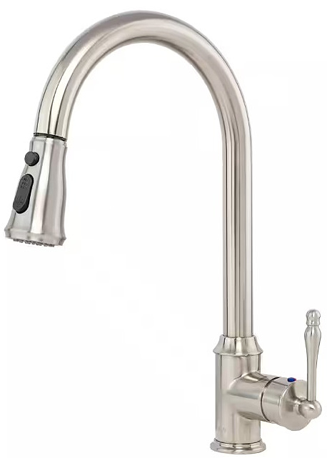Single-Handle Pull-Down Sprayer Kitchen Faucet with Flexible Hose in Brushed Nickel