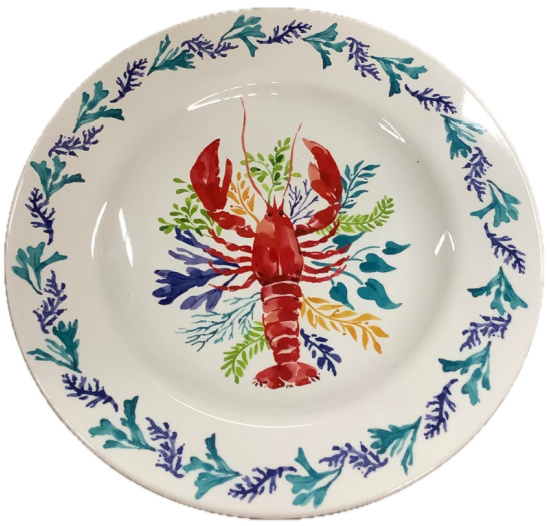Sigrid-Olsen-Set-of-4-Melamine-Dinner-Plates-Lobster-with-Coral-Border