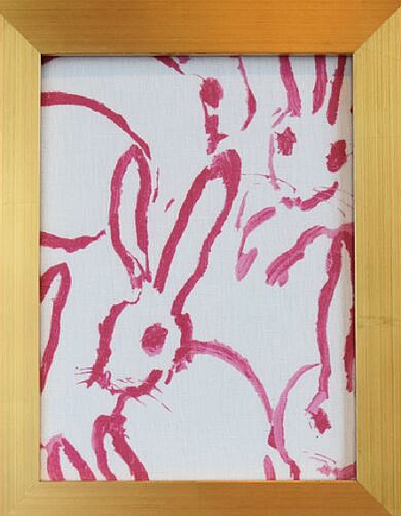 Framed Hunt Slonem's Bunny Hutch Fabric