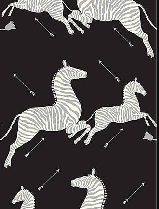 Scalamandre black white gray zebras wallpaper
