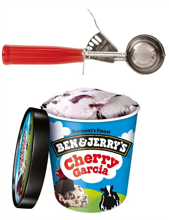 cherry garcia red ice cream scoop