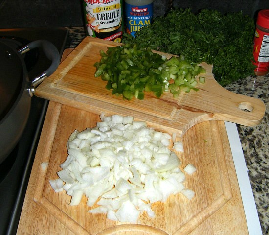 chopped onions bell pepper parsley