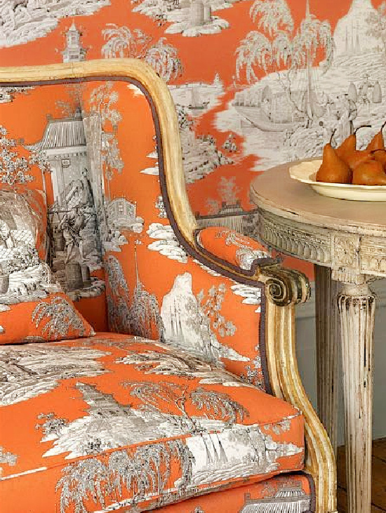 orange-black-Chinoiserie-fabric-upholstered-chair