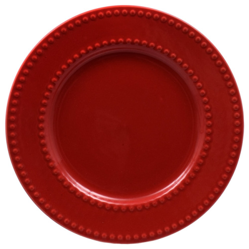 Royal Norfolk Red Beaded Ceramic Dinner Plates, 10.5-in.