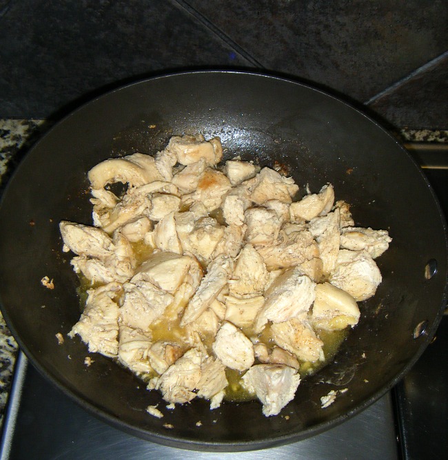 cooked cubed chicken