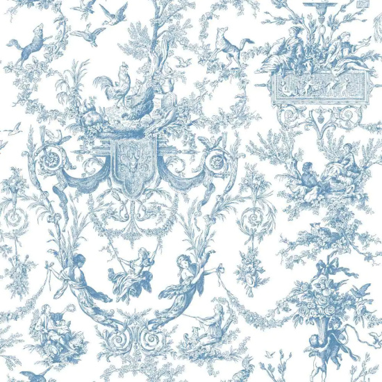 Old World Toile Paper Strippable Roll Wallpaper