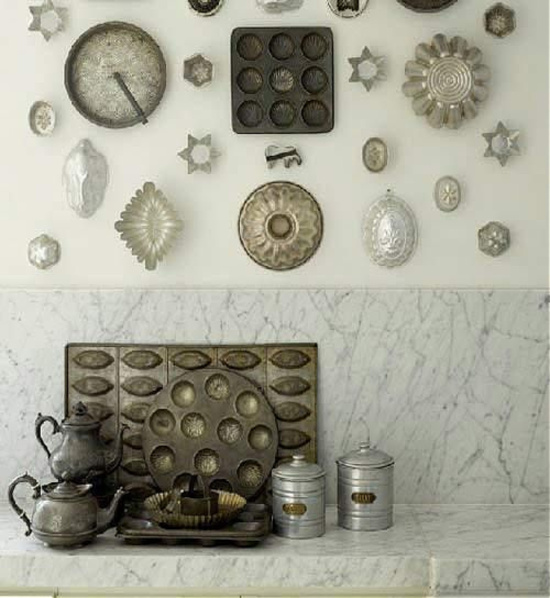silver-molds-vintage-wares-kitchen-wall-display