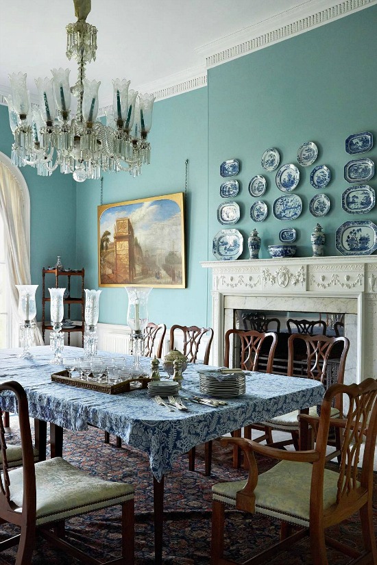 Paul Massey blue white dining room