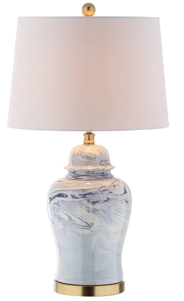 Wallace Ceramic LED Table Lamp, Blue White by JONATHAN Y