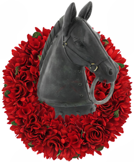 Derby-centerpiece-roses-horse-statue-idea