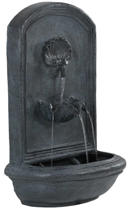 Sunnydaze Seaside Hanging Outdoor Wall Water Fountain with Lead Finish - 27-Inch