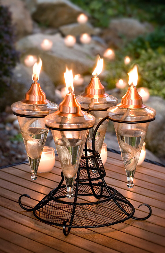 Tabletop Glass Torch Outdoor Lighting