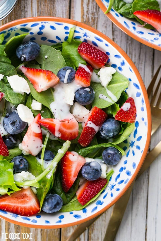 Red White and Blue Mason Jar Salad (Fruit and Feta Salad)