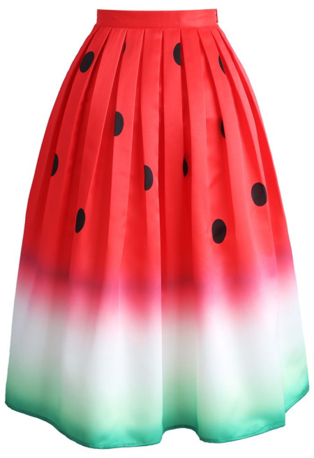watermelon printed midi skirt
