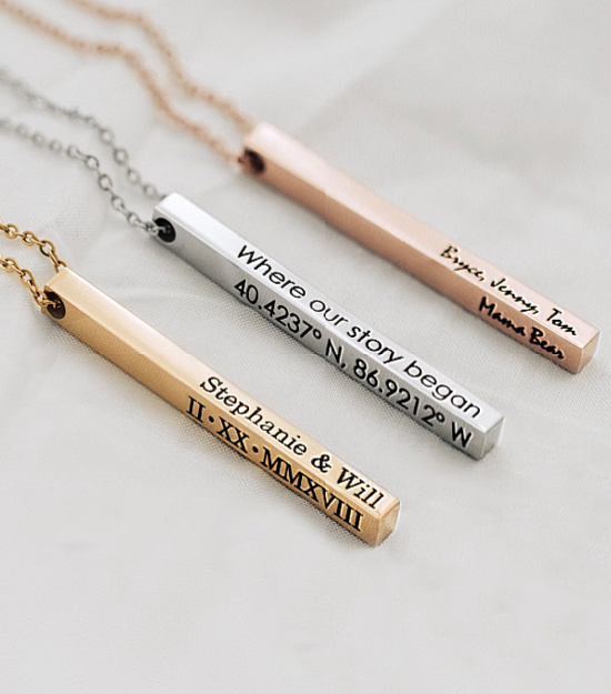 Custom Engraved Coordinate Necklace