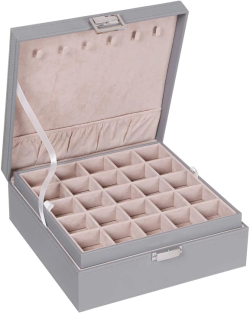 gray earring organizer box