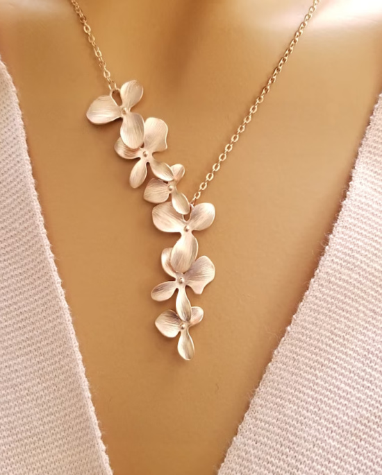 Orchid Flower Personalized Necklace