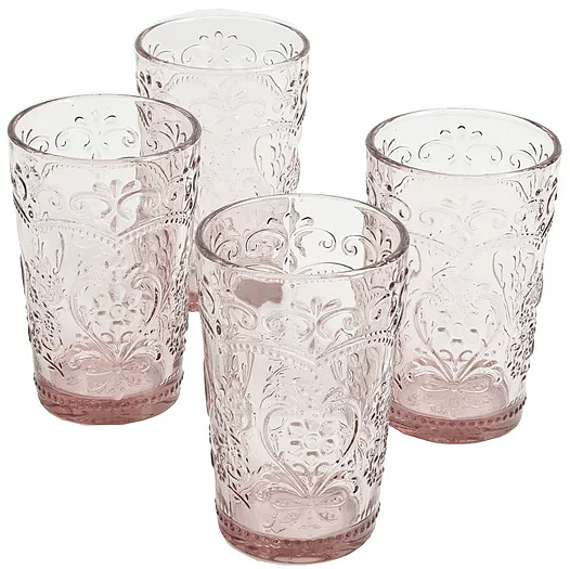 Pioneer Woman Amelia 15.22-Ounce Rose Glass Tumblers, Set of 4