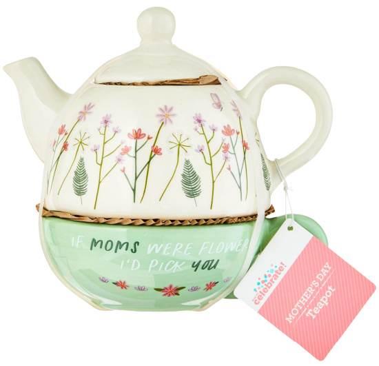 Mother's Day Green & White Teapot Gift Set