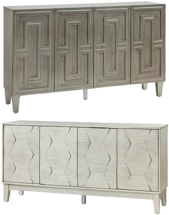Geometric Design Storage Buffet Sideboard Cabinet with 2 Adjusted Shelves