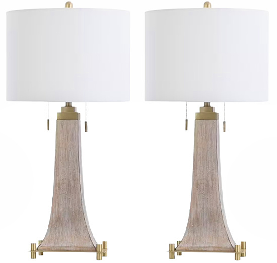 Gold and Antique Brass Metal Finish Indoor Table Lamp with Fabric Shade