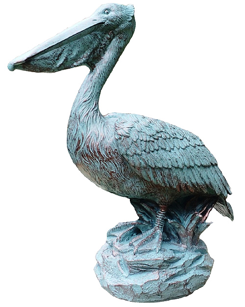 Homestyles 20 in. Bronze Patina Pelican on Coastal Rock Nautical Beach Statue