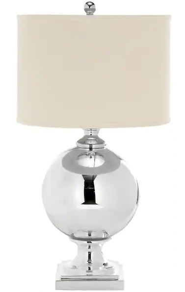 Icott 29 in. Silver Mercury Glass Table Lamp with Off-White Shade