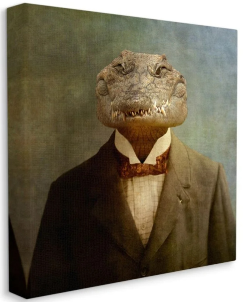 Stupell Industries Alligator in Business Suit Men's Fashion Reptile Canvas Wall Art