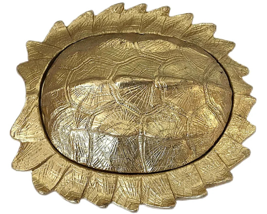 Gold Metal Turtle Shell Box, 5"