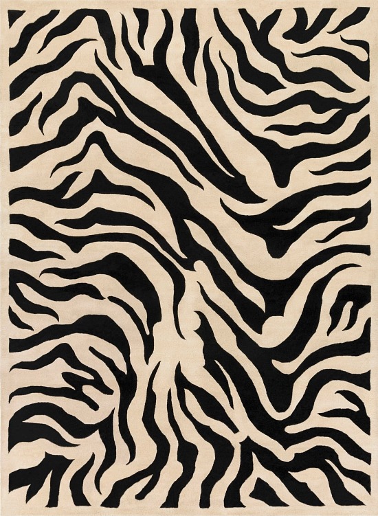 Hand-tufted Black White Zebra Animal Print Glamorous Wool Area Rug