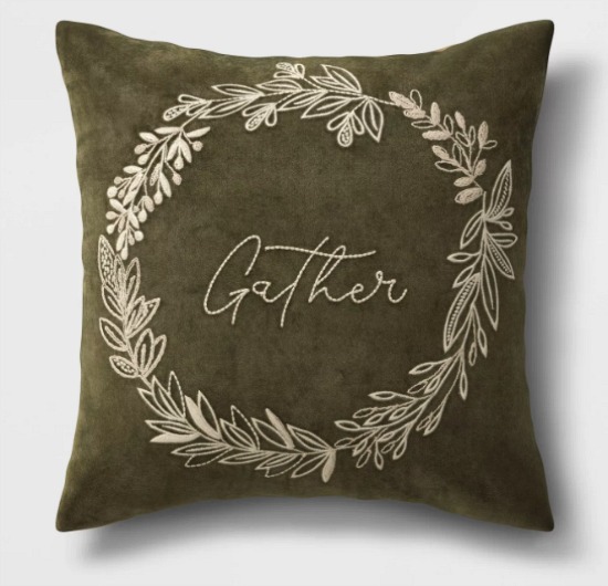 Gather Velvet Square Throw Pillow Green - Threshold™