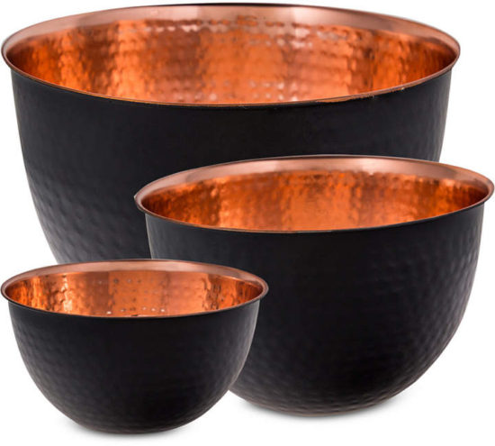 Home Essentials Copper-Finish Mixing Bowls, Set of 3